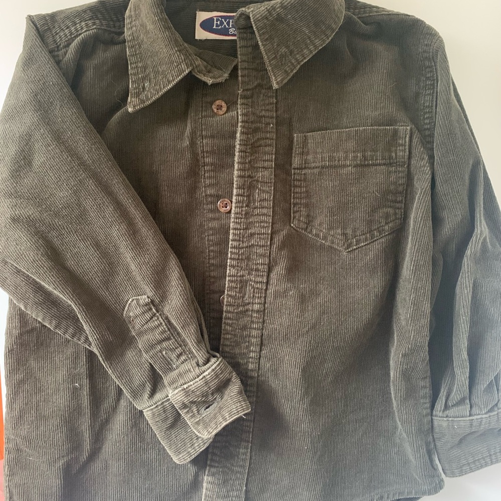 Express Boys Dark Olive Corduroy Shirt